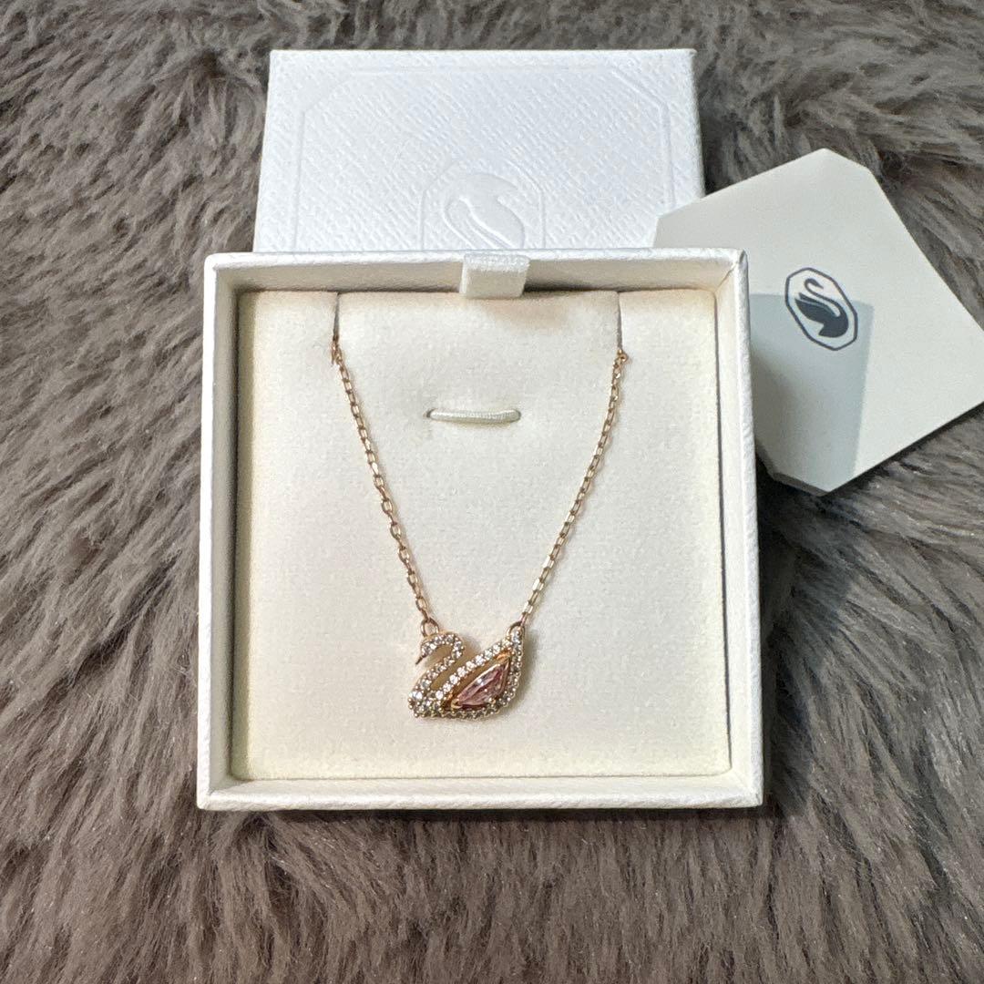 Swan ネックレス スワン, ピンク, ローズゴールドトーン・プレーティング