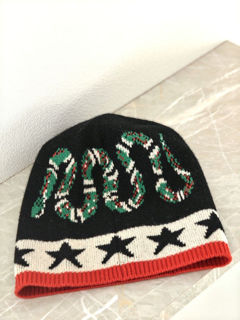 GUCCI ビーニー ニット帽 ドラゴン 蛇刺繍 Lサイズ