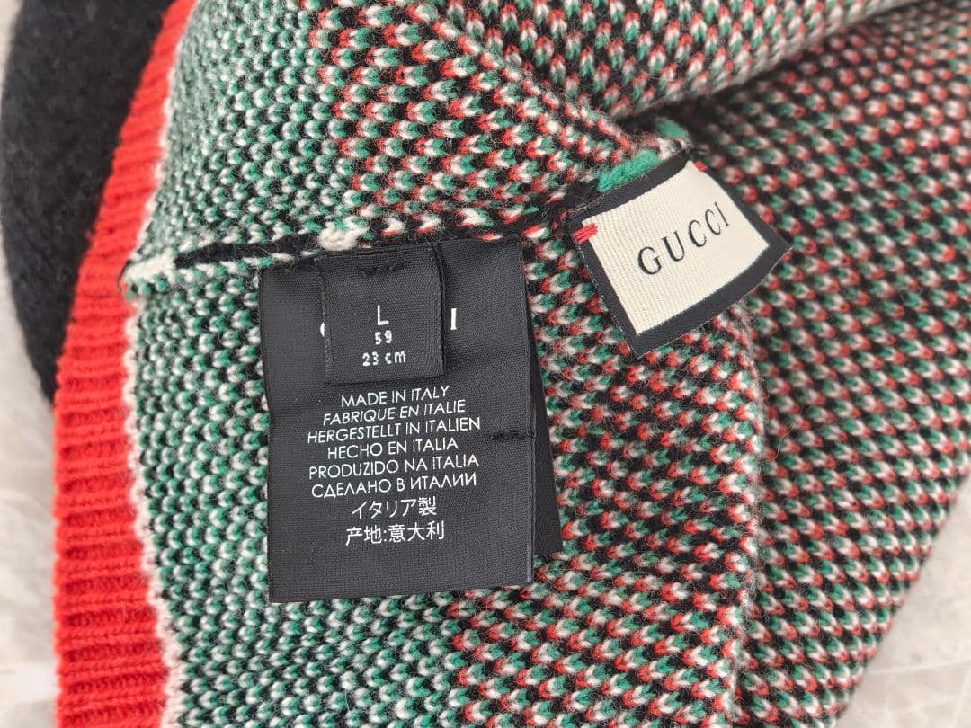 GUCCI ビーニー ニット帽 ドラゴン 蛇刺繍 Lサイズ