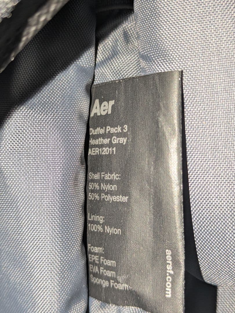 Aer Duffel Pack 3 ダッフルパック グレー
