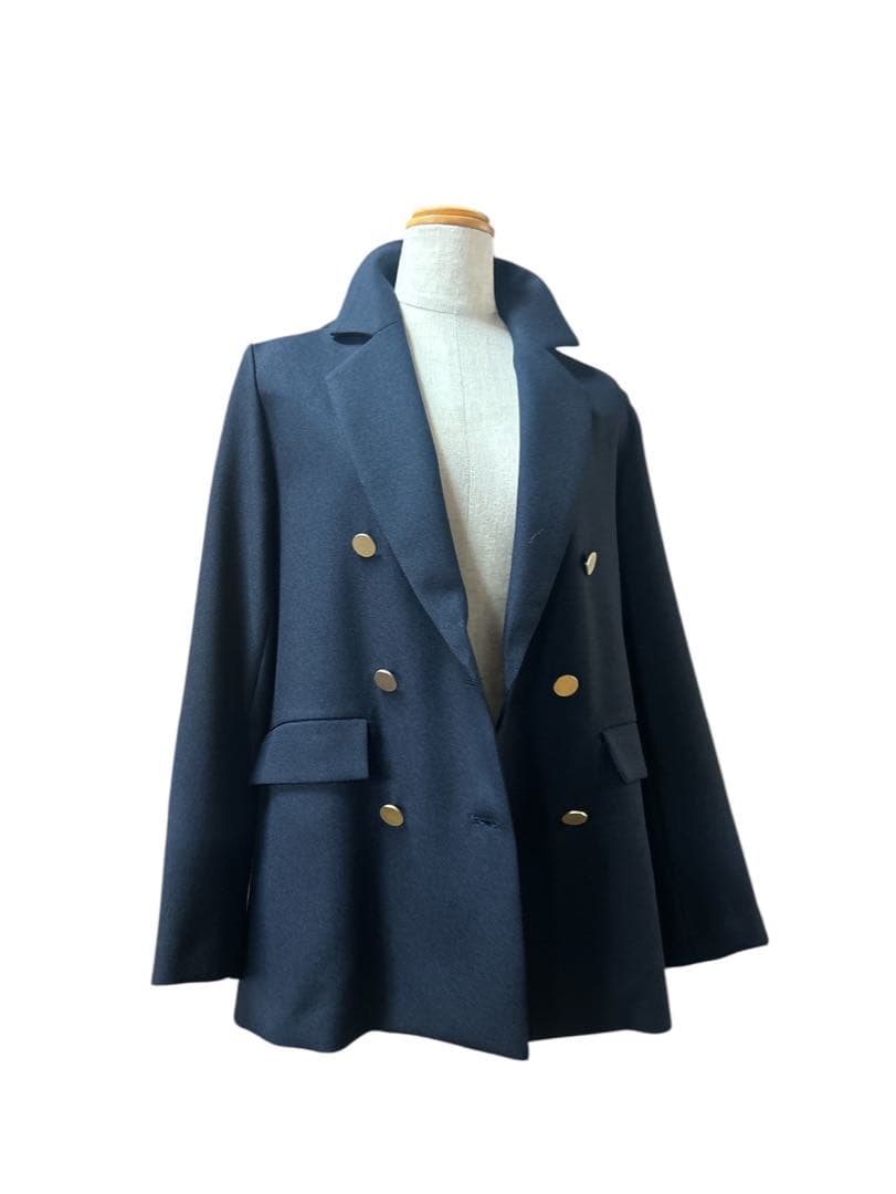 QTUME 新品タグ付き　未使用品 ネイビー　金釦ダブルジャケット　38
