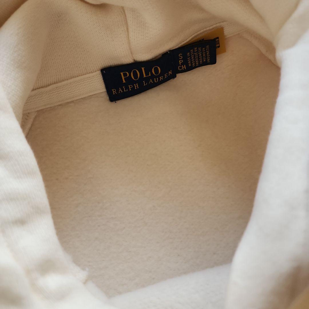 【美品】ポロラルフローレン　ホワイト フード付き パーカーSサイズ