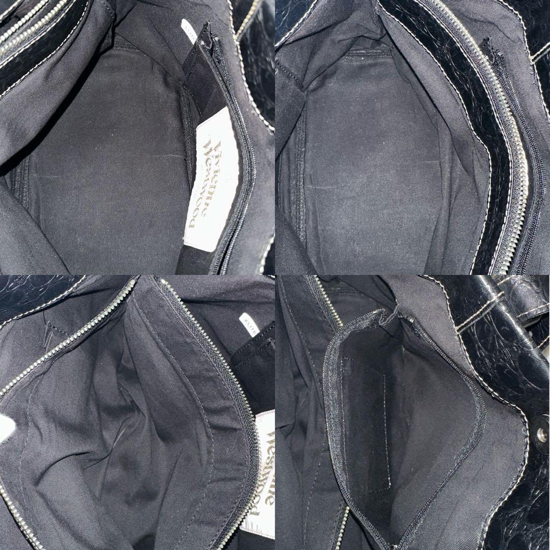 【美品】ヴィヴィアンウエストウッド トートバッグ レザー オーブ 総柄 ロゴ 黒