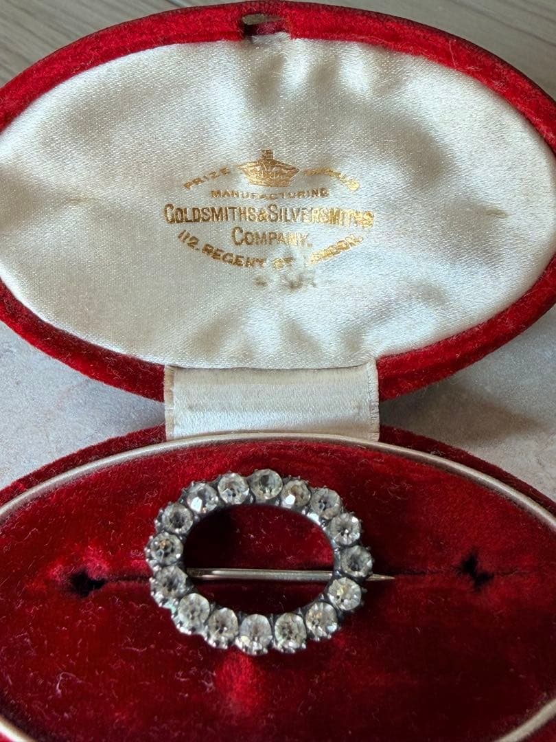 英国アンティーク ジュエリーケース 赤ベルベット 金文字刻印