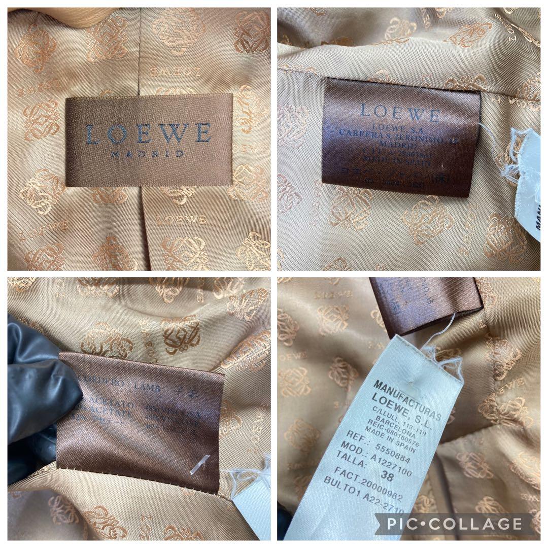 LOEWE ロエベ レザージャケット アナグラム 子羊 ベージュ ロゴ総柄