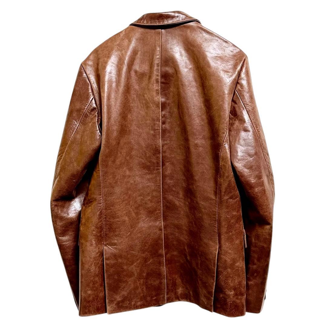R*A様 老舗フリーダムFREDOM茶色 レザー テーラードジャケットLL 本革
