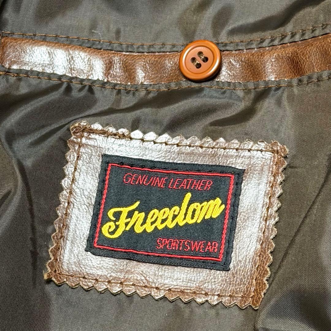 R*A様 老舗フリーダムFREDOM茶色 レザー テーラードジャケットLL 本革