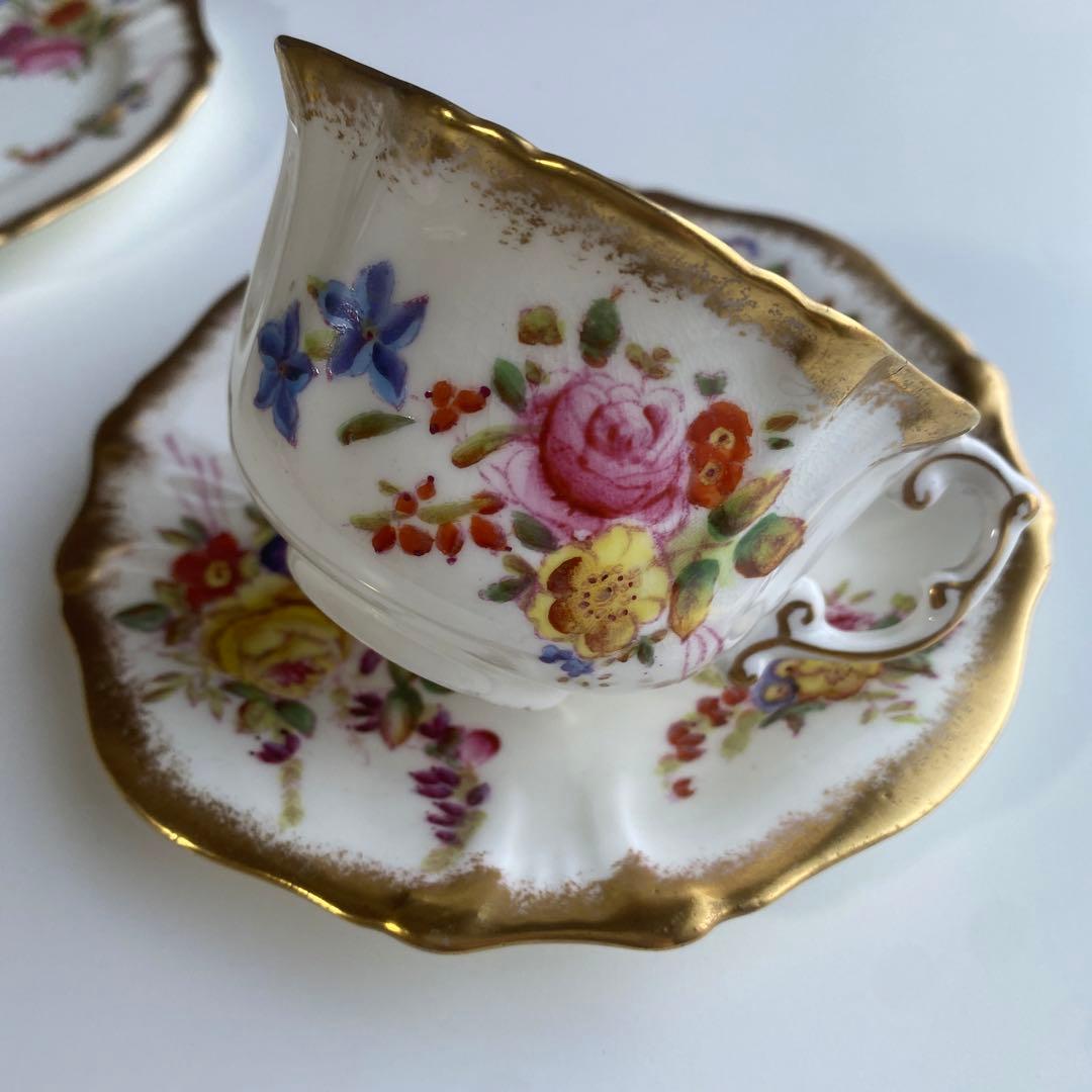 イギリスアンティーク　ハマースレイ ロントン　ドレスデン スプレイ トリオ