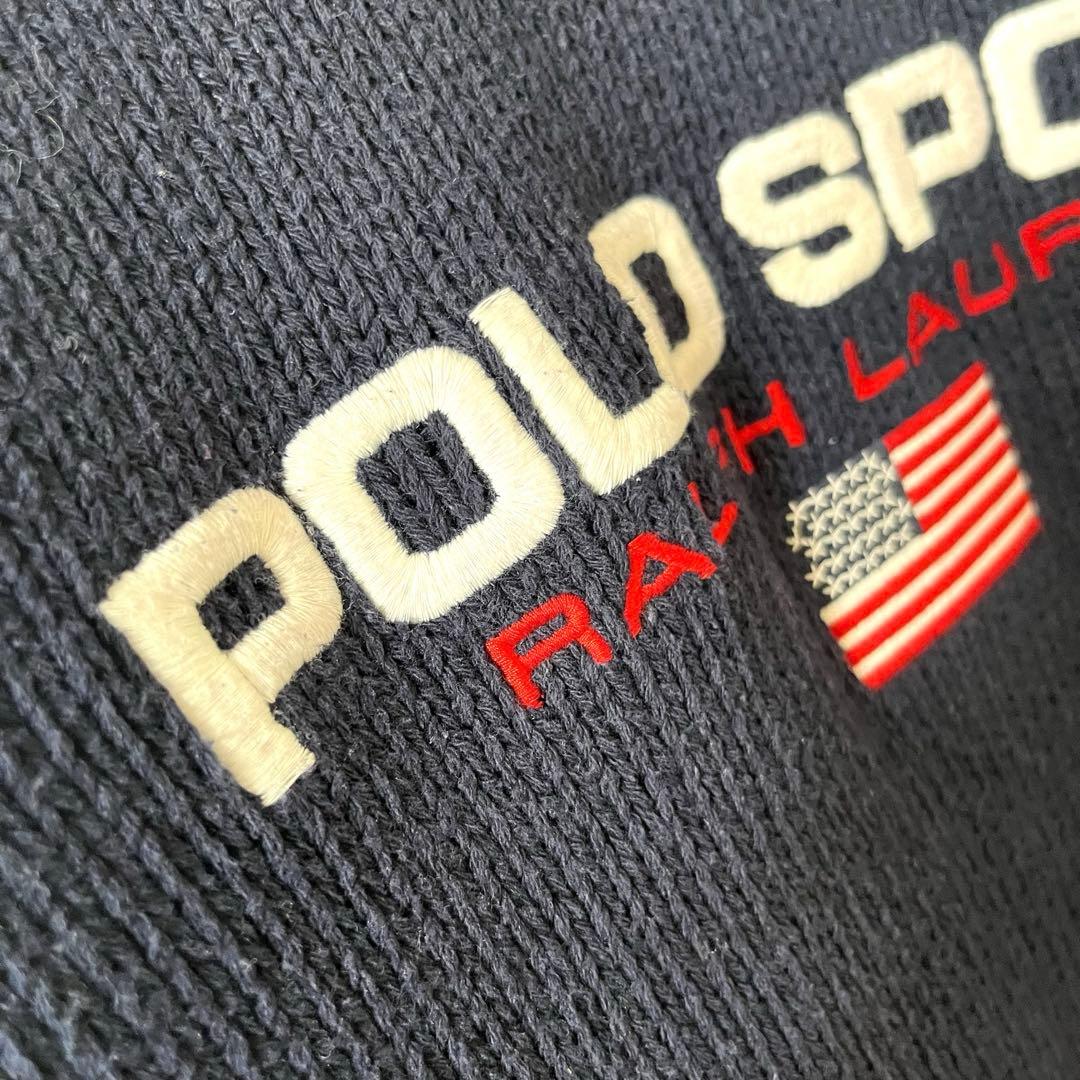 希少 古着 90's ポロスポーツ ラルフローレン コットンニット 星条旗