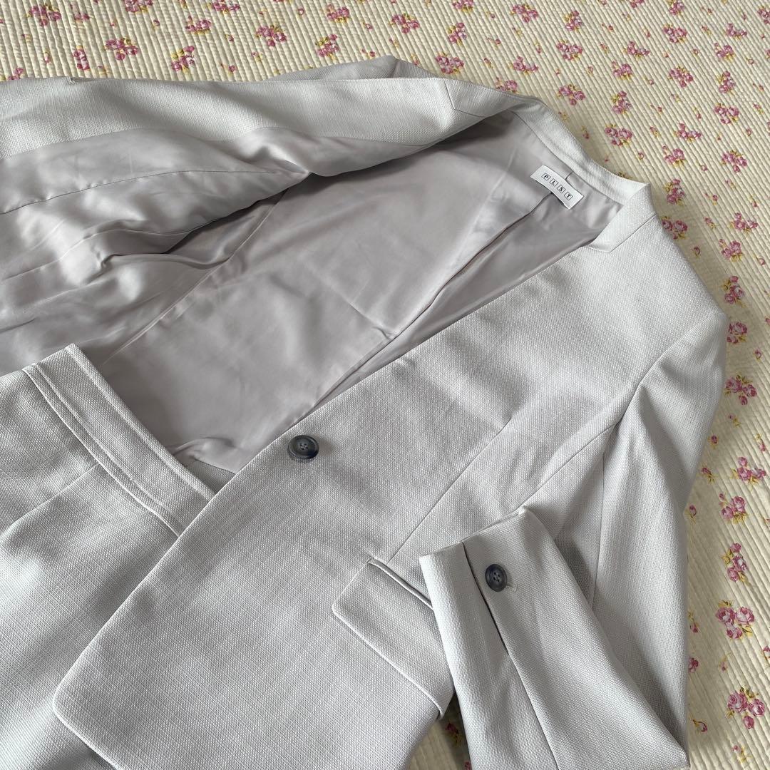 PLST プラステ Vカラー ノーカラー スカートスーツ M W66 DMW