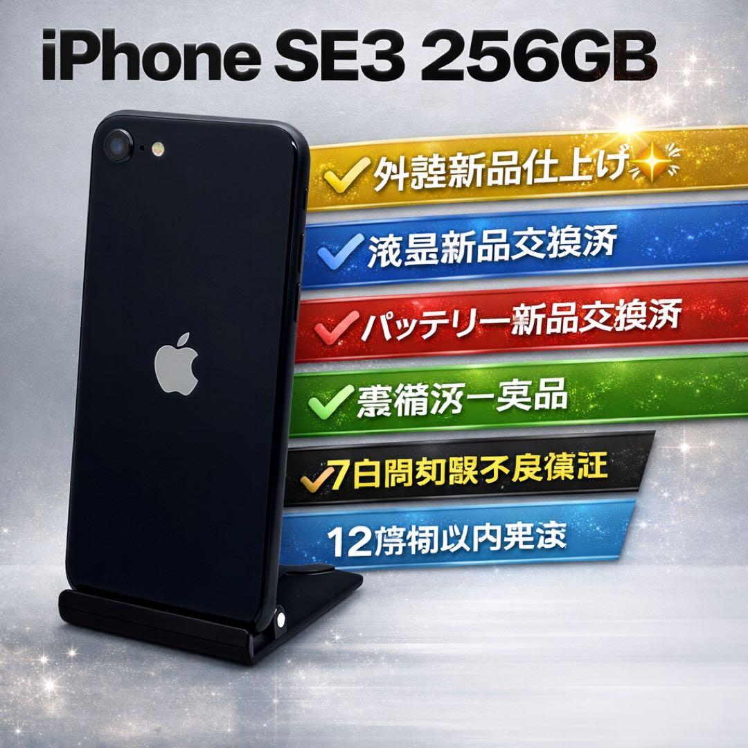 整備済美品 iPhone SE3 256GB 外装新品 FB0711017