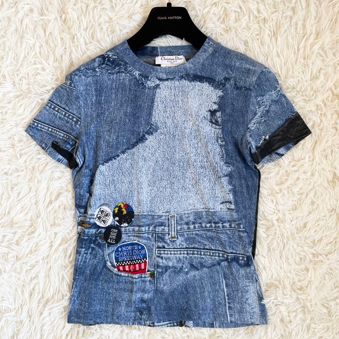新品未使用　クリスチャンディオール　ガリアーノ　Tシャツ　デニム　Lサイズ　青