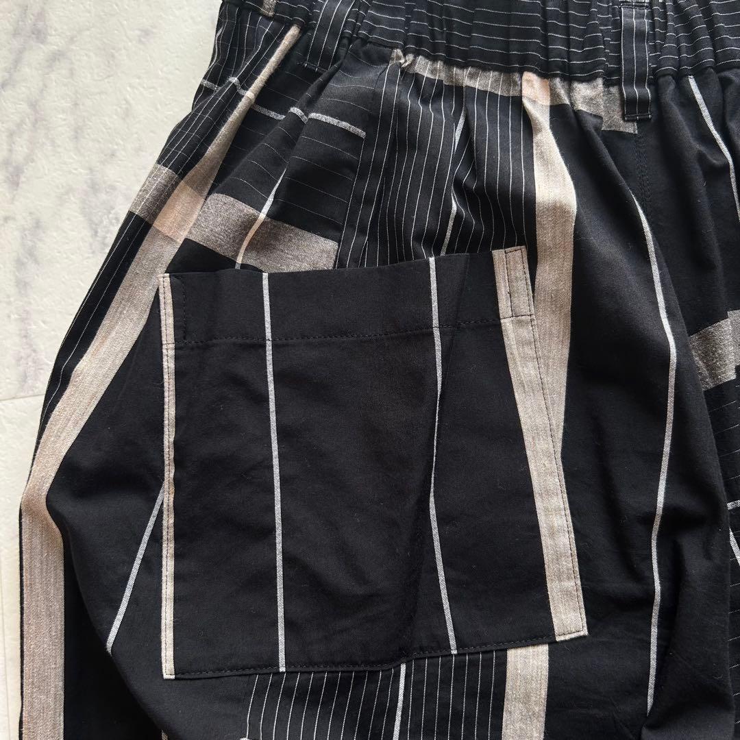 芽風 センソユニコ バルーン クロップド パンツ　チェック　黒グレー