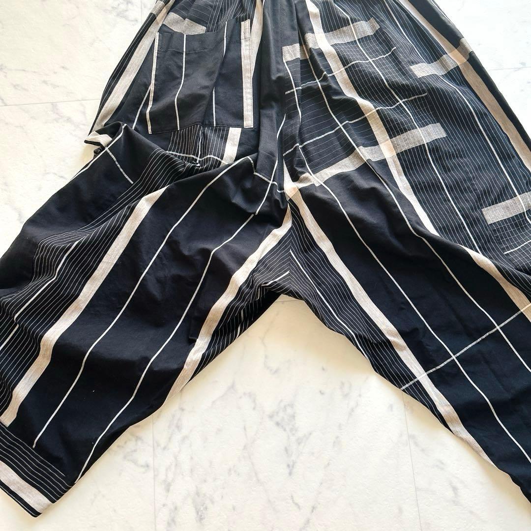 芽風 センソユニコ バルーン クロップド パンツ　チェック　黒グレー