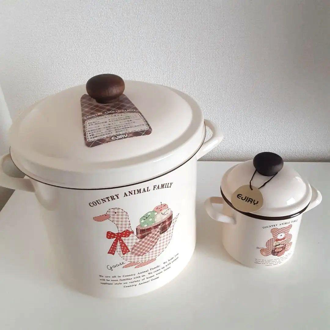 未使用 エジリー カントリーアニマルファミリー ホーロー キャニスターセット