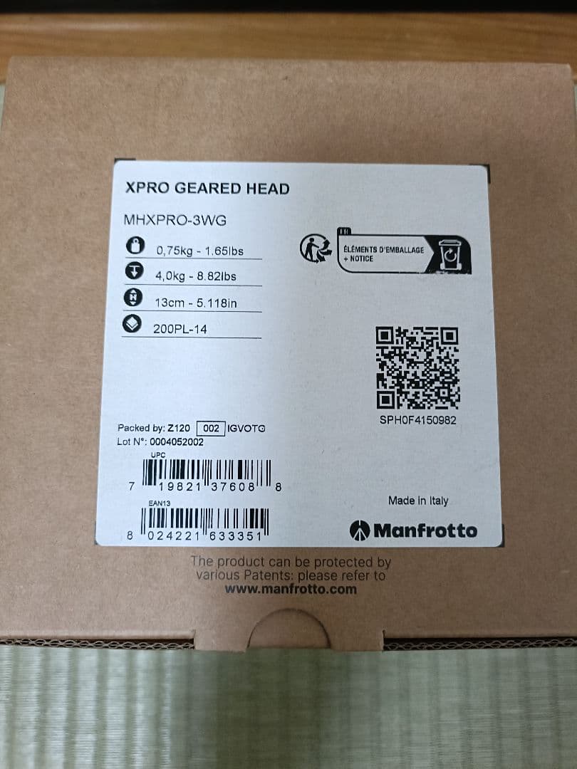 マンフロット(Manfrotto) ギア雲台 MHXPRO-3WG　新品、未使用