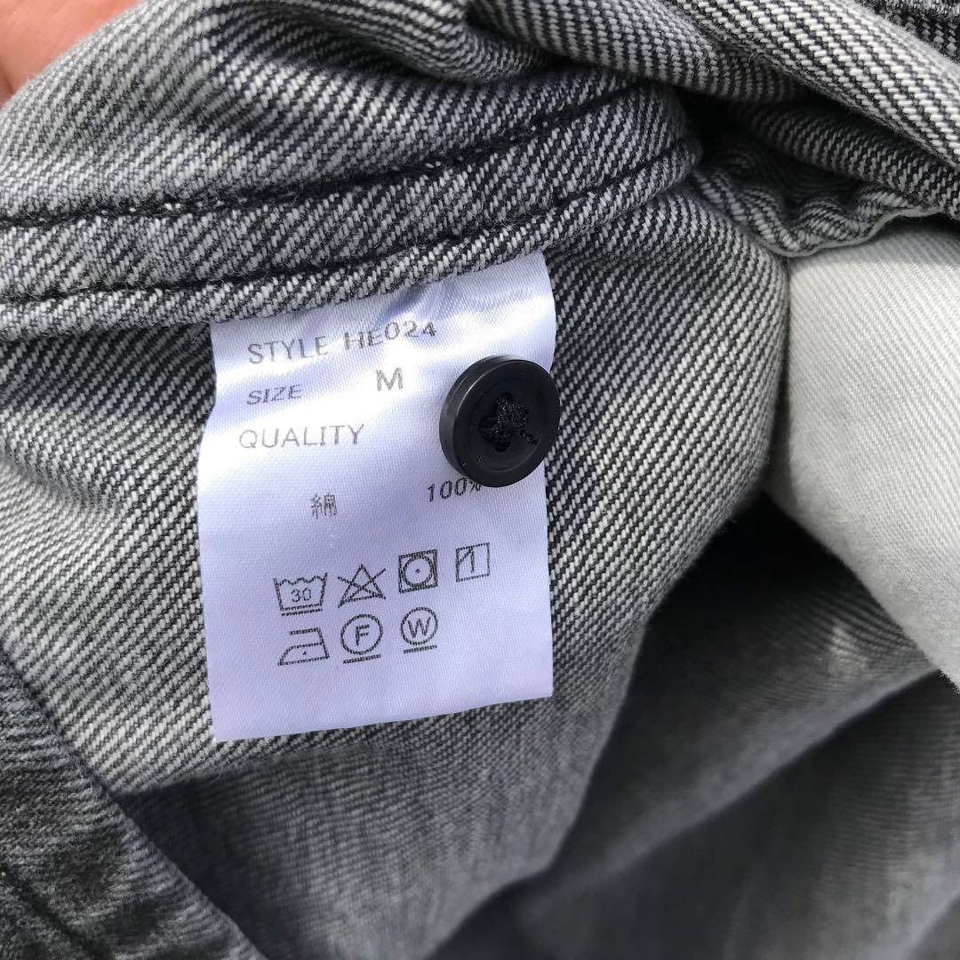 MB　シャツジャケット　M　デニム　ウォッシュブラック　he024