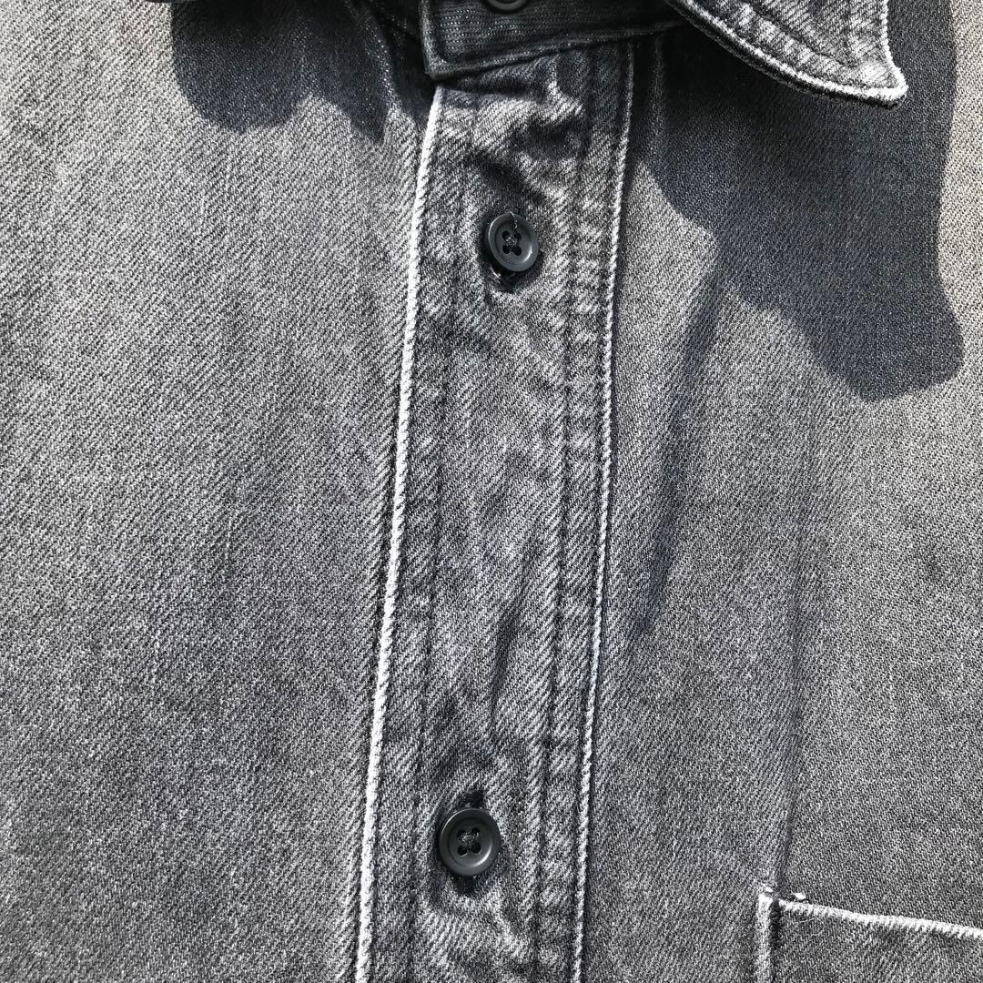 MB　シャツジャケット　M　デニム　ウォッシュブラック　he024