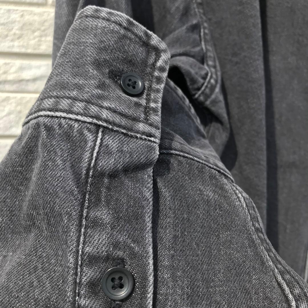 MB　シャツジャケット　M　デニム　ウォッシュブラック　he024