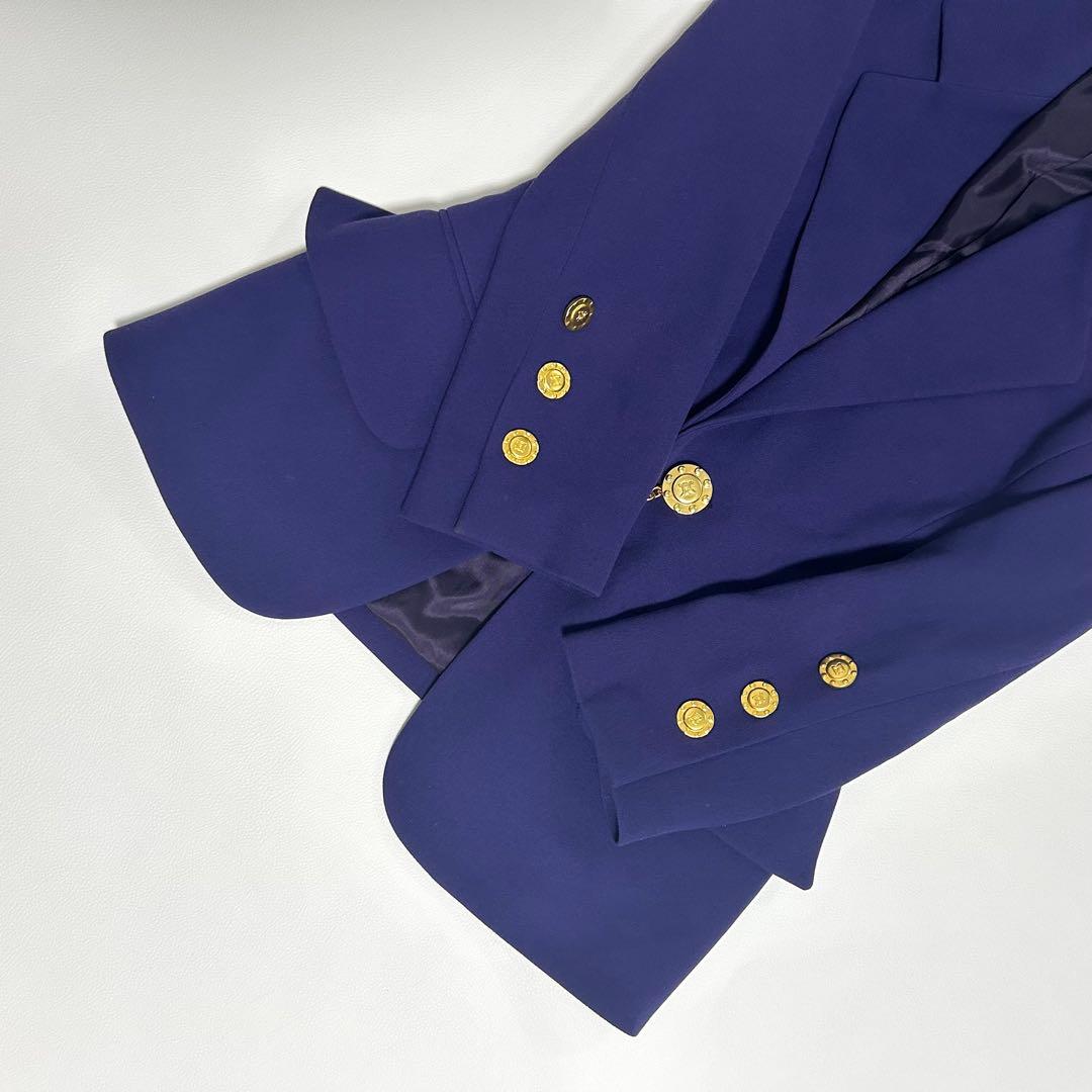 美品 CELINE セリーヌ 金ボタン装飾 テーラードジャケット パープル M