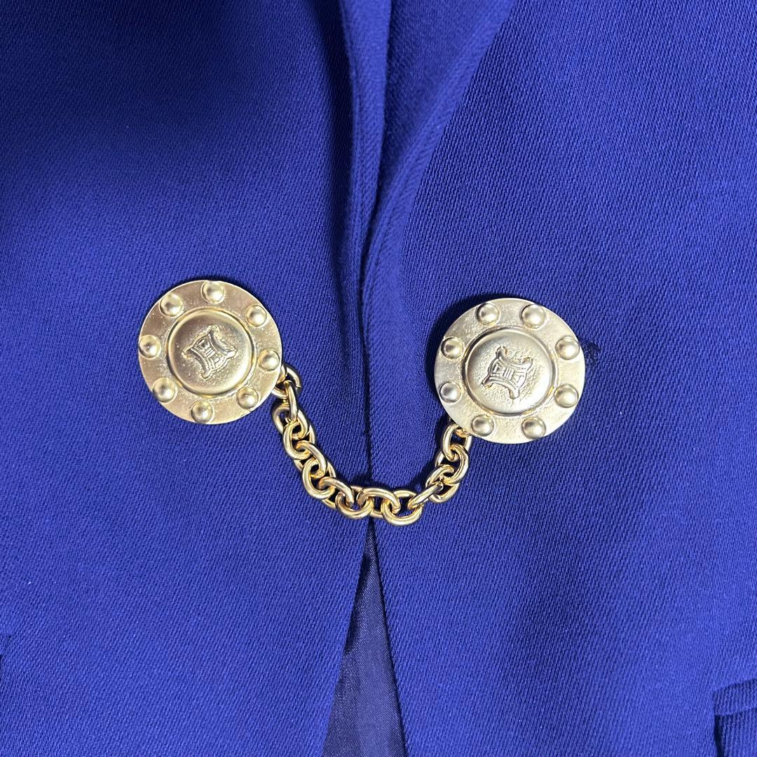 美品 CELINE セリーヌ 金ボタン装飾 テーラードジャケット パープル M