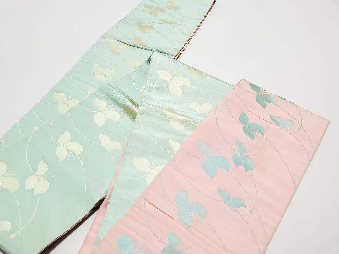 A5 こむさでもーど 綿紅梅 蝶々模様 夏物 着物 浴衣・半幅帯 2点セット