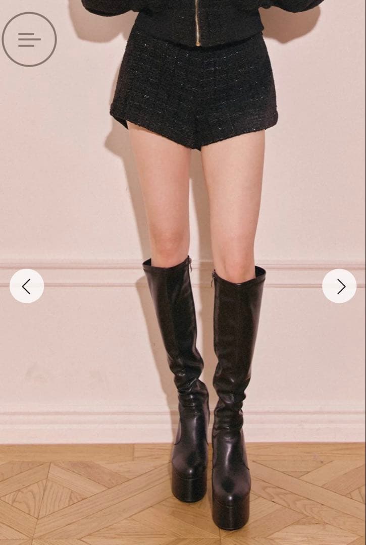 新品未使用✨Randy サイト完売品★黒ベロアツイードショートパンツ XS♡