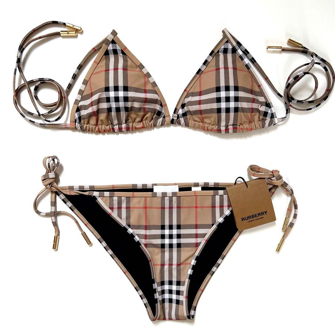 新品 BURBERRY バーバリー チェック ビキニ スイムウェア 水着 XS