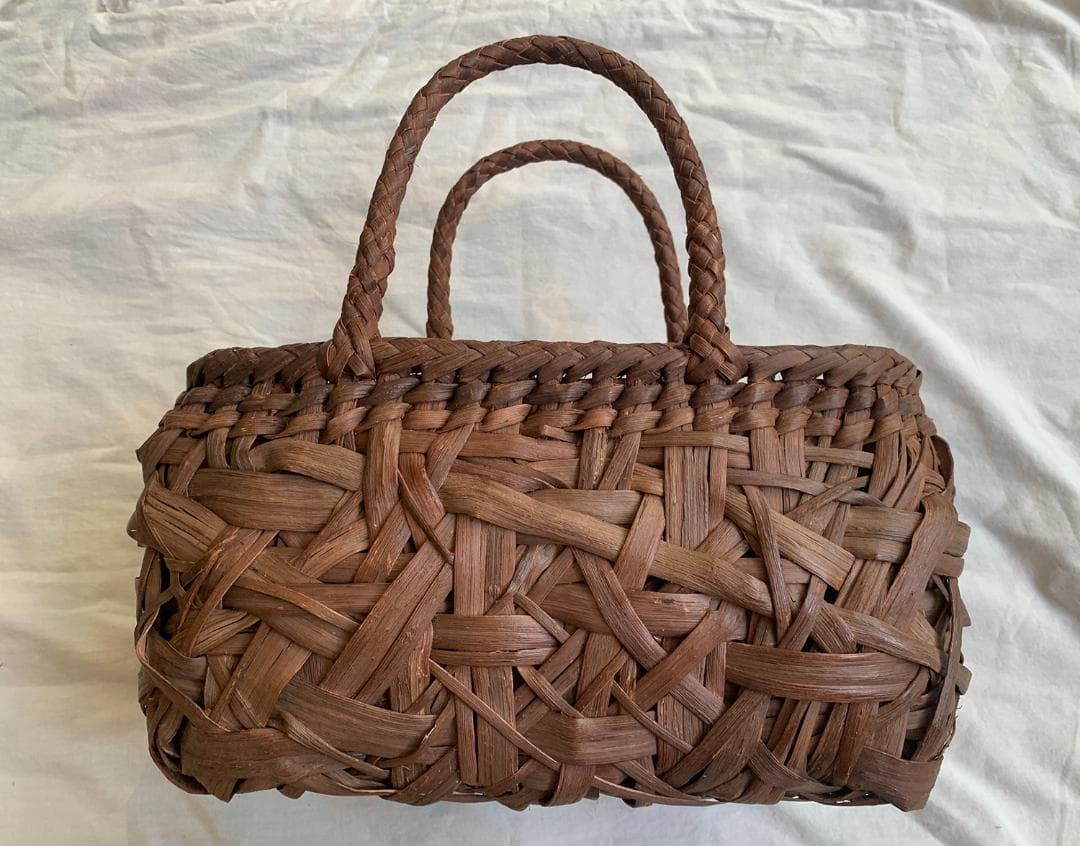 山葡萄 かご 乱れ編み 籠 職人の手作り手提げ 内布あり