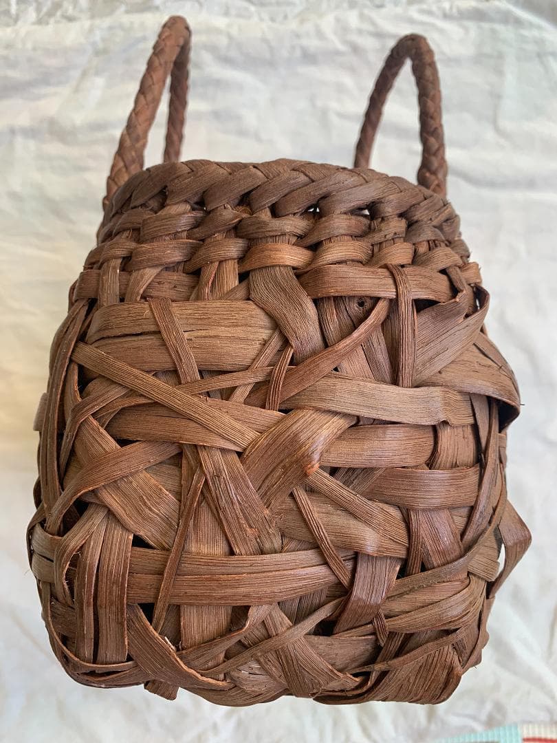 山葡萄 かご 乱れ編み 籠 職人の手作り手提げ 内布あり