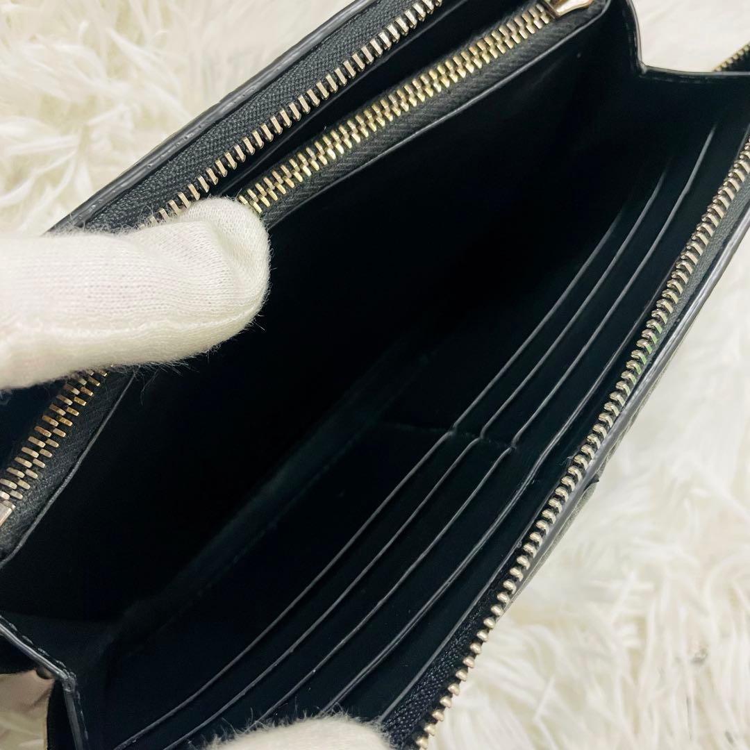 極美✨付属完備✨ボッテガ 長財布 ラウンドジップ カセット レザー ブラック