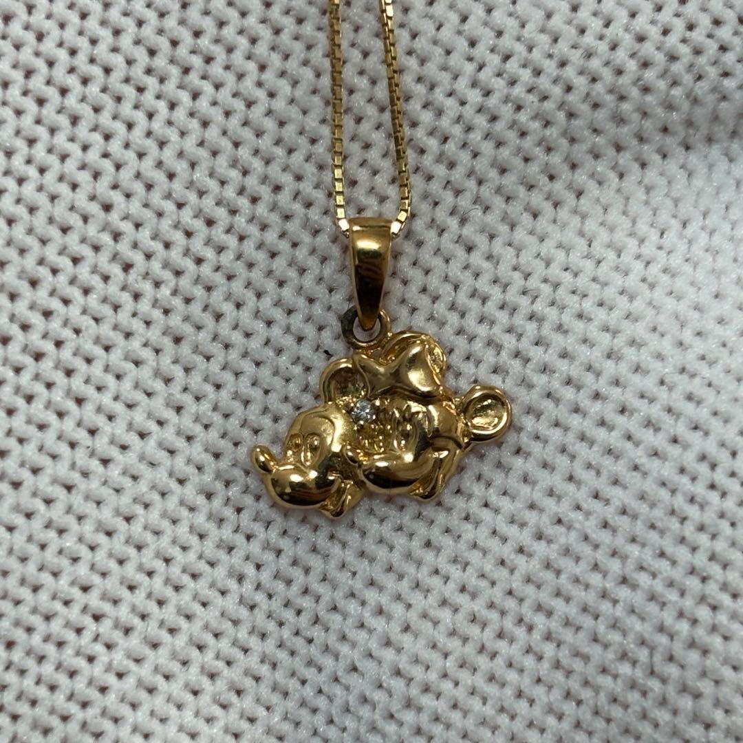 K18 ミッキー&ミニー ネックレス ダイヤ 18金 2.2g