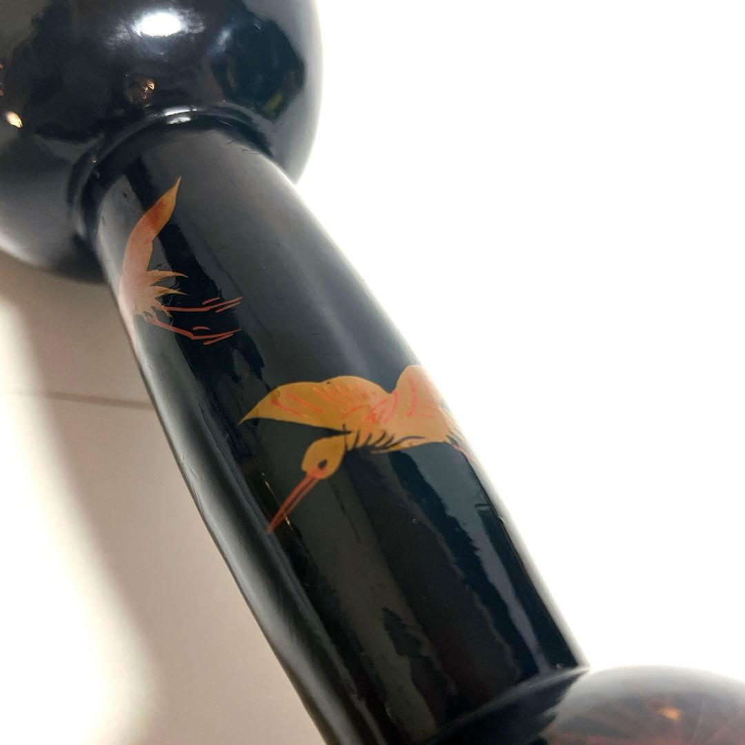 【蒔絵】小鼓 漆塗り 松絵柄　鶴亀　松葉　鼓胴 和楽器 雅楽 神楽 能楽　金彩