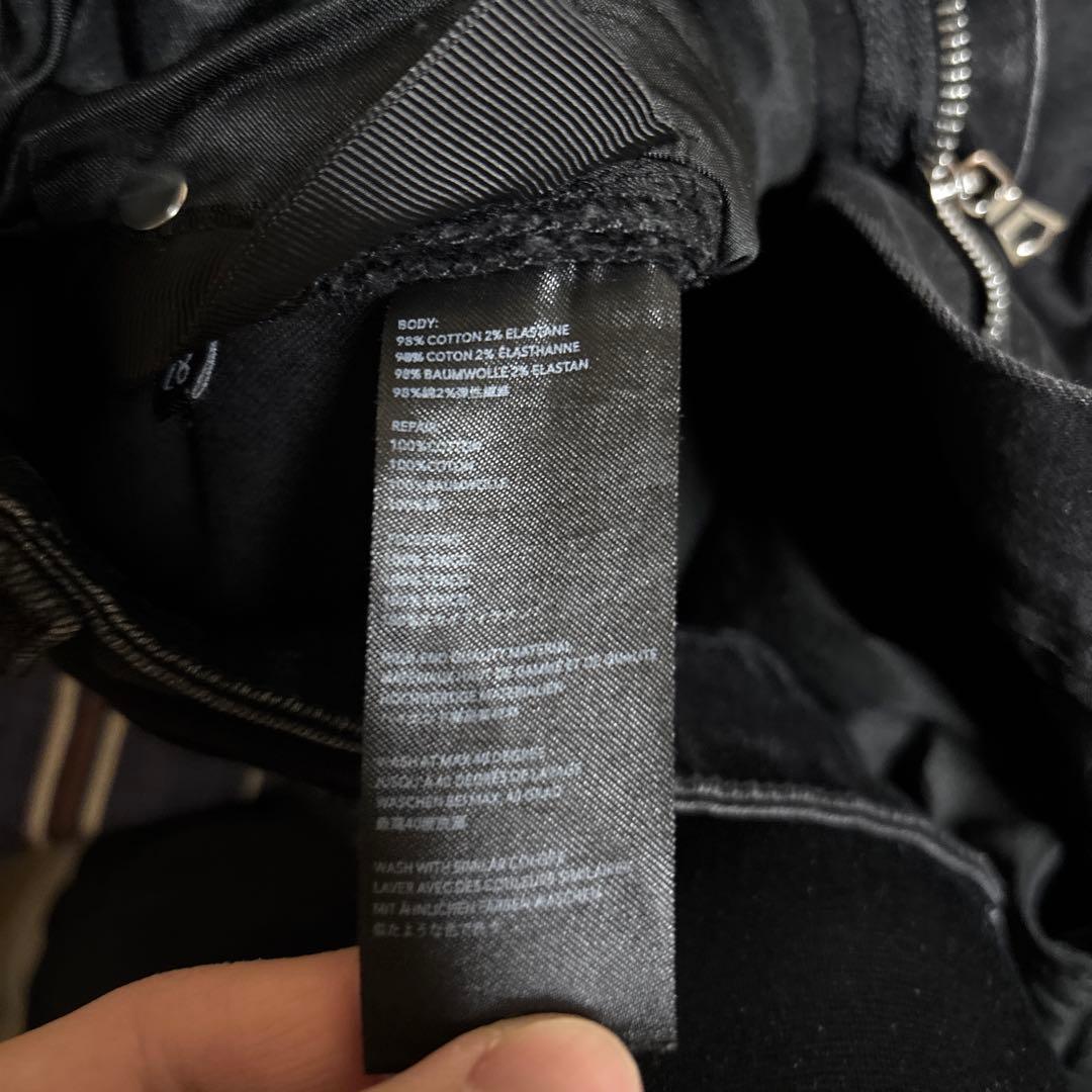 US UK drip HIPHOP スリムフィットダメージジーンズ 黒