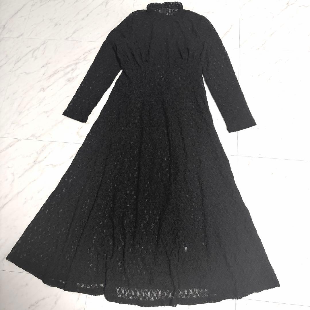 【美品】完売品✨️アニュアンス ヴィンテージ レース ドレス ロング 黒 美ライン