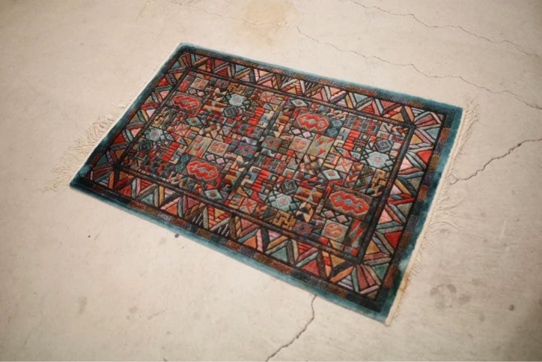 vintage ヴィンテージ　ラグ　幾何学模様　ミッドセンチュリー バウハウス