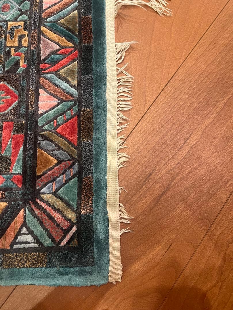 vintage ヴィンテージ　ラグ　幾何学模様　ミッドセンチュリー バウハウス