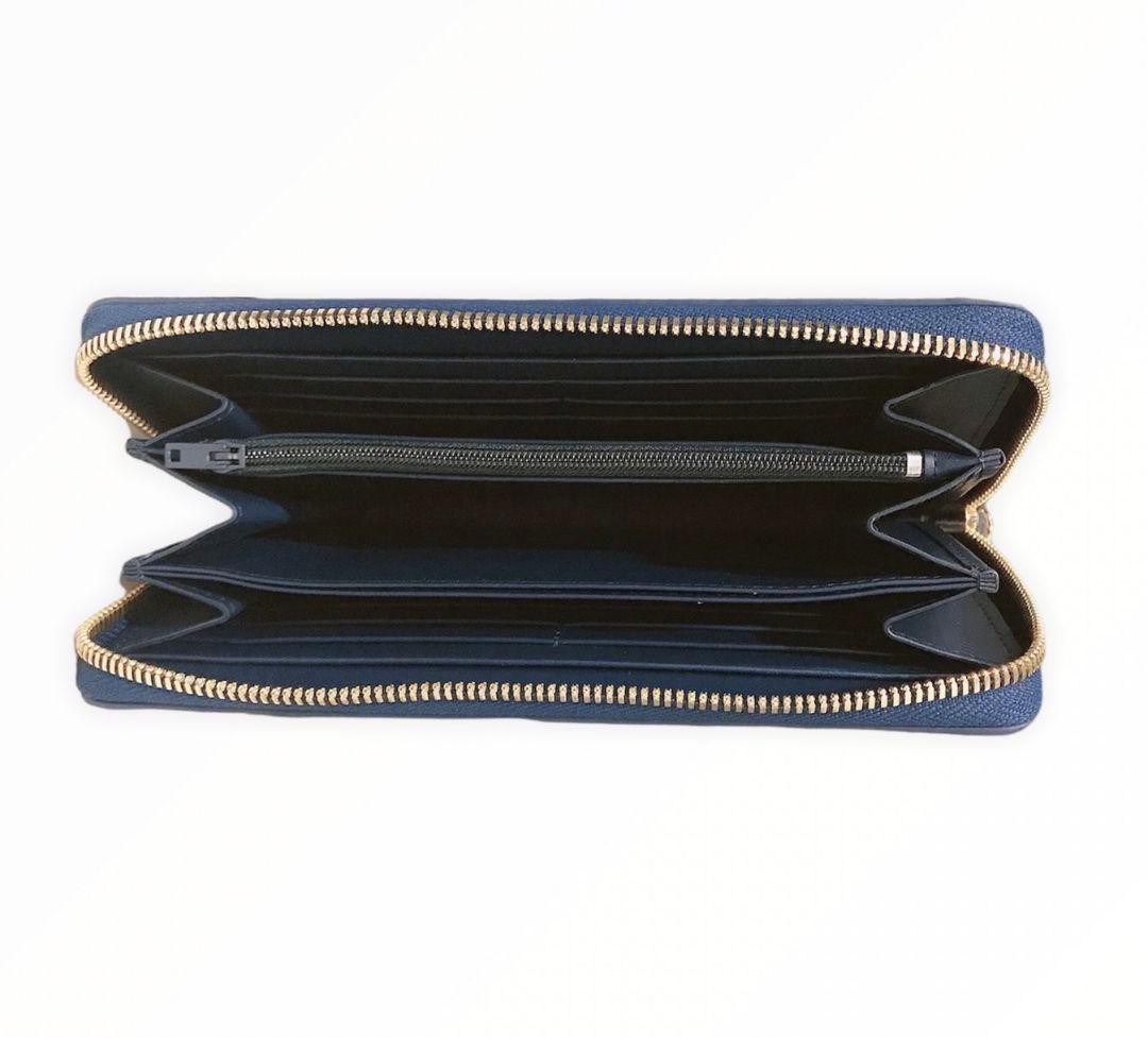 クロコダイル革　レディース・メンズ財布 ラウンドファスナー　ジャパンブルー