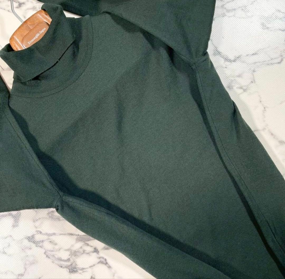 John Smedley メリノウール タートルネック ダークグリーン　S