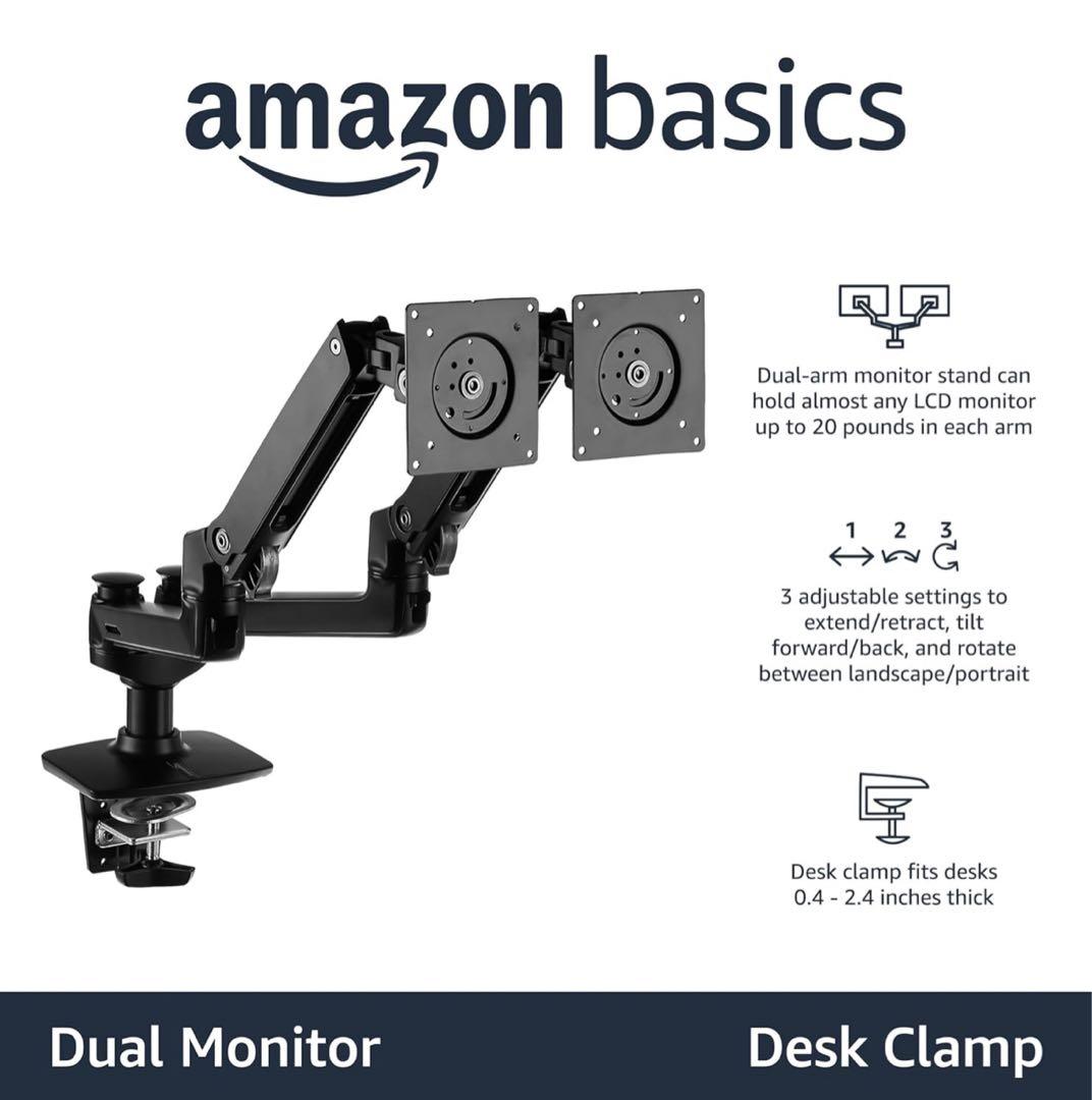 Amazon Basics デュアルモニターアーム2024年製