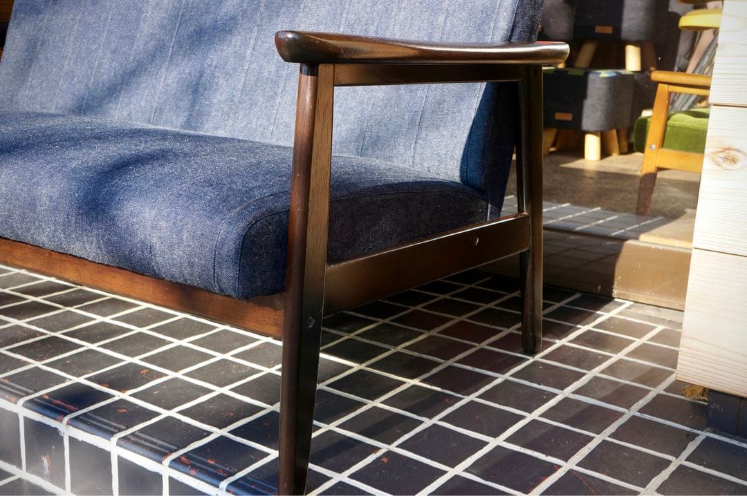 【カリモク60】 Kチェア デニムソファ 岡山産セルビッチデニムリメイクモデル