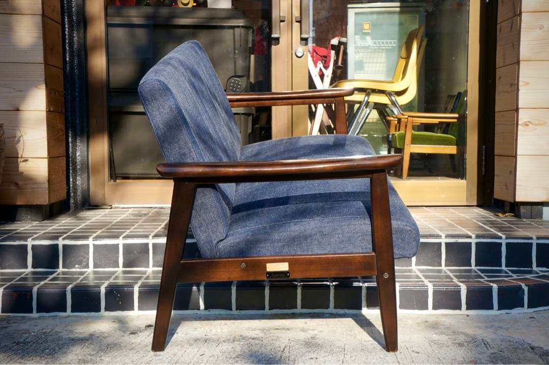 【カリモク60】 Kチェア デニムソファ 岡山産セルビッチデニムリメイクモデル