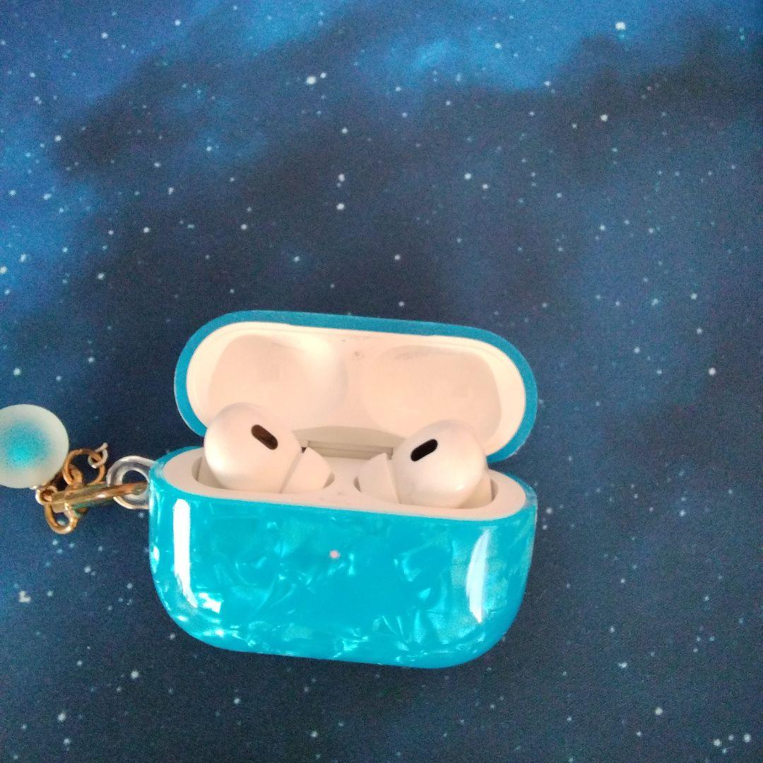 青いマーブル模様 イヤホンケース