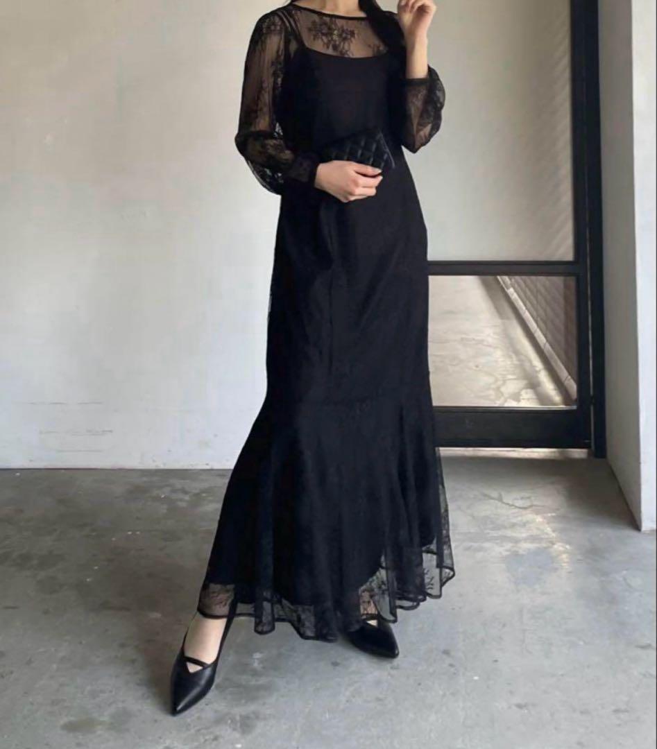 nairo レディシルエットレースドレス