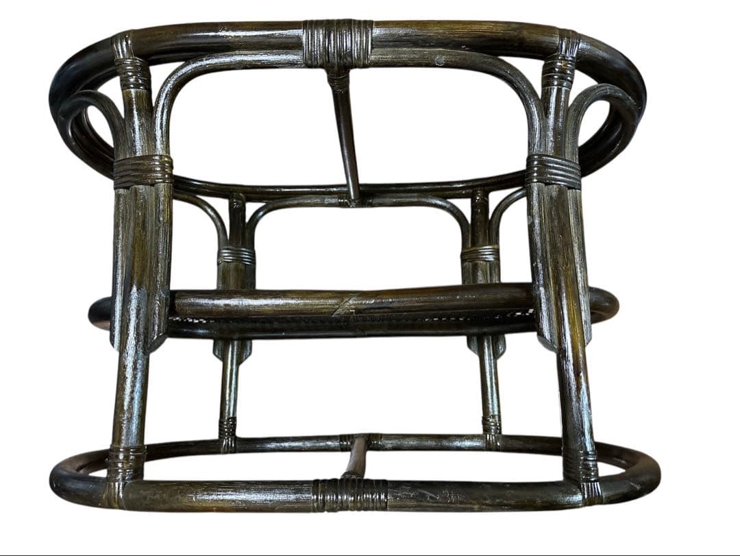 【美品】ラタン 楕円形センターテーブル サイドテーブル 丸型 ガラステーブル　藤