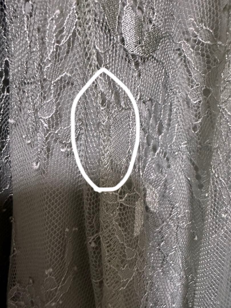 ボレロキャミワンピースレイヤード総レースパーティードレス グリーン　ほつれあり