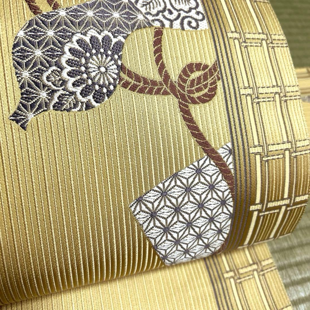 正絹　博多織 名古屋帯《刺繍　ひょうたん》