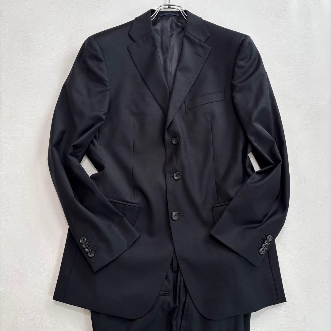 美品 ヴェルサーチ スーツ セットアップ XLサイズ 無地 裏地ロゴ 濃紺