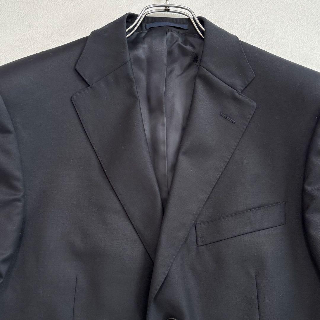 美品 ヴェルサーチ スーツ セットアップ XLサイズ 無地 裏地ロゴ 濃紺