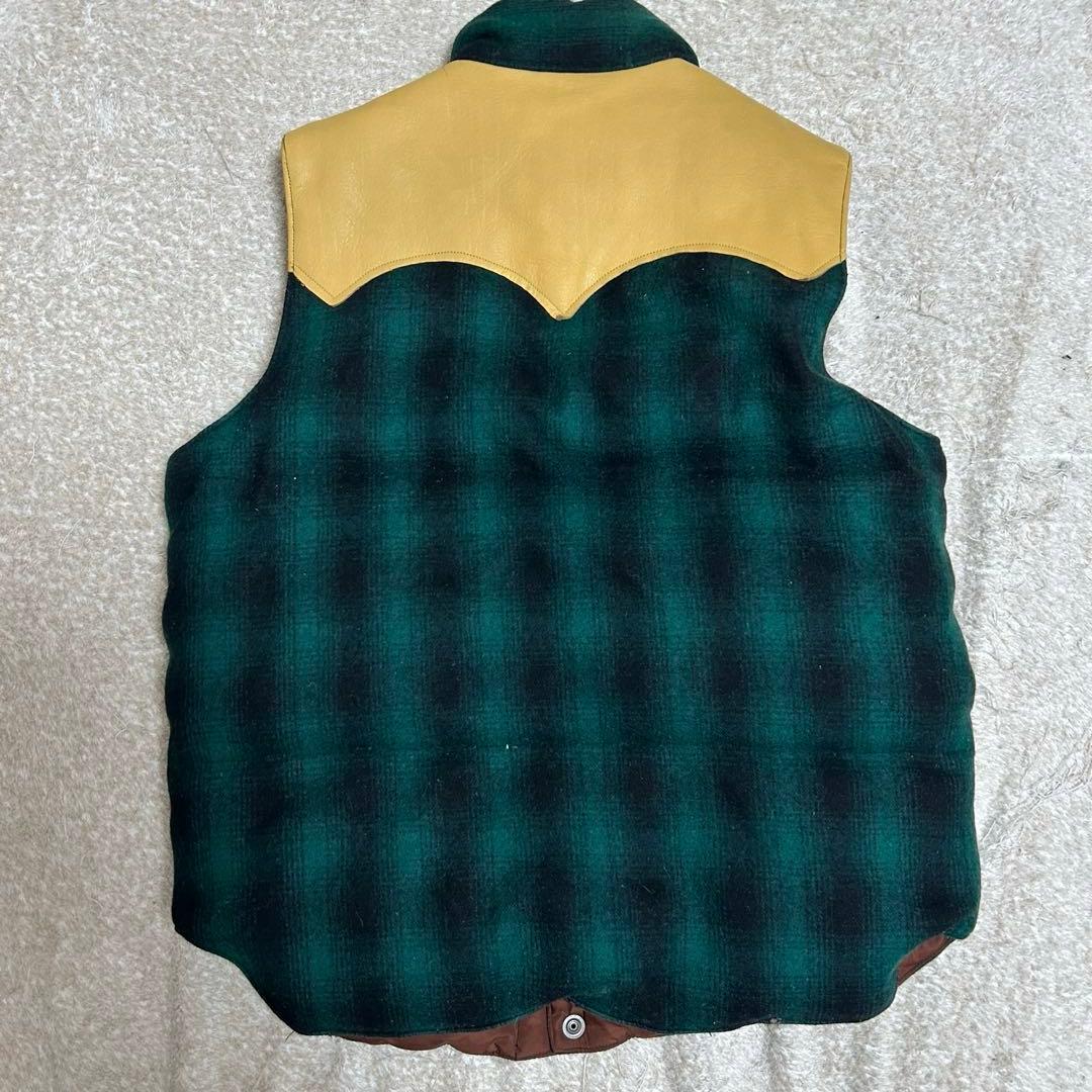 SUGAR CANE シュガーケーン レザーヨーク ダウンベスト Sサイズ
